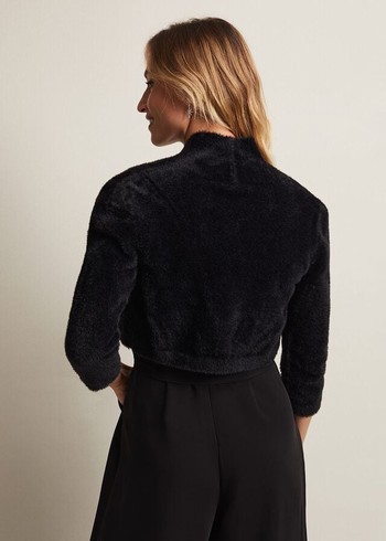 Phase Eight Fay Fluffy Bolero Knitwear Black USA | 7814692-WC